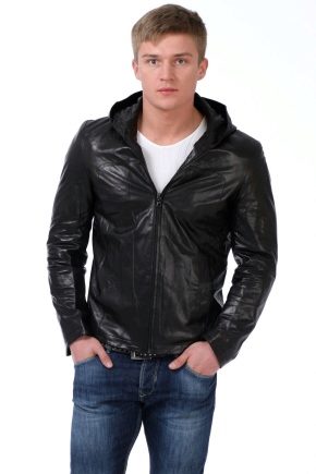 Men's leather jackets with a hood