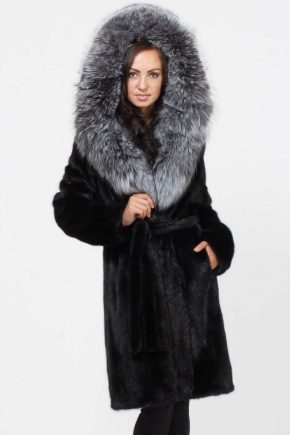 Mink coat with silver fox