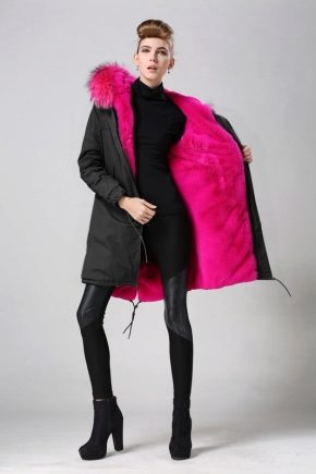 Women's parka with bright fur