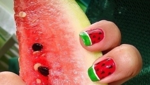 Watermelon manicure