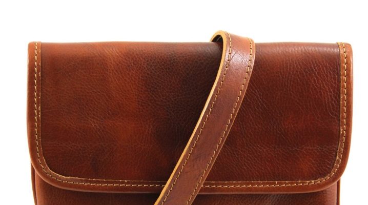 Fashionable men's bags through a shoulder from genuine leather