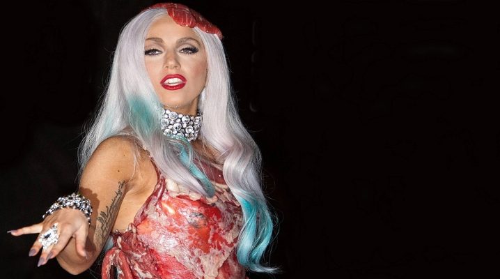 Lady Gaga in a dress of meat