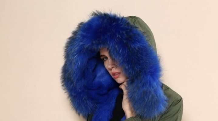 Parka de piel azul