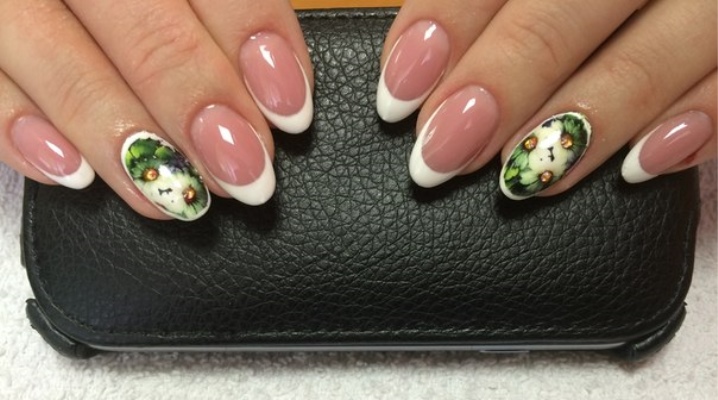 Manicure on oval nails