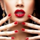 Manicure with red lacquer